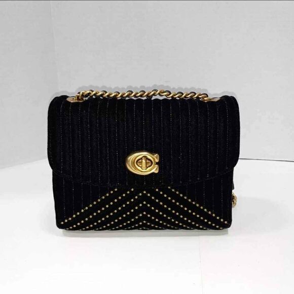 COACH Designer Velvet Parker 18 with Quilting and Rivets Purse
